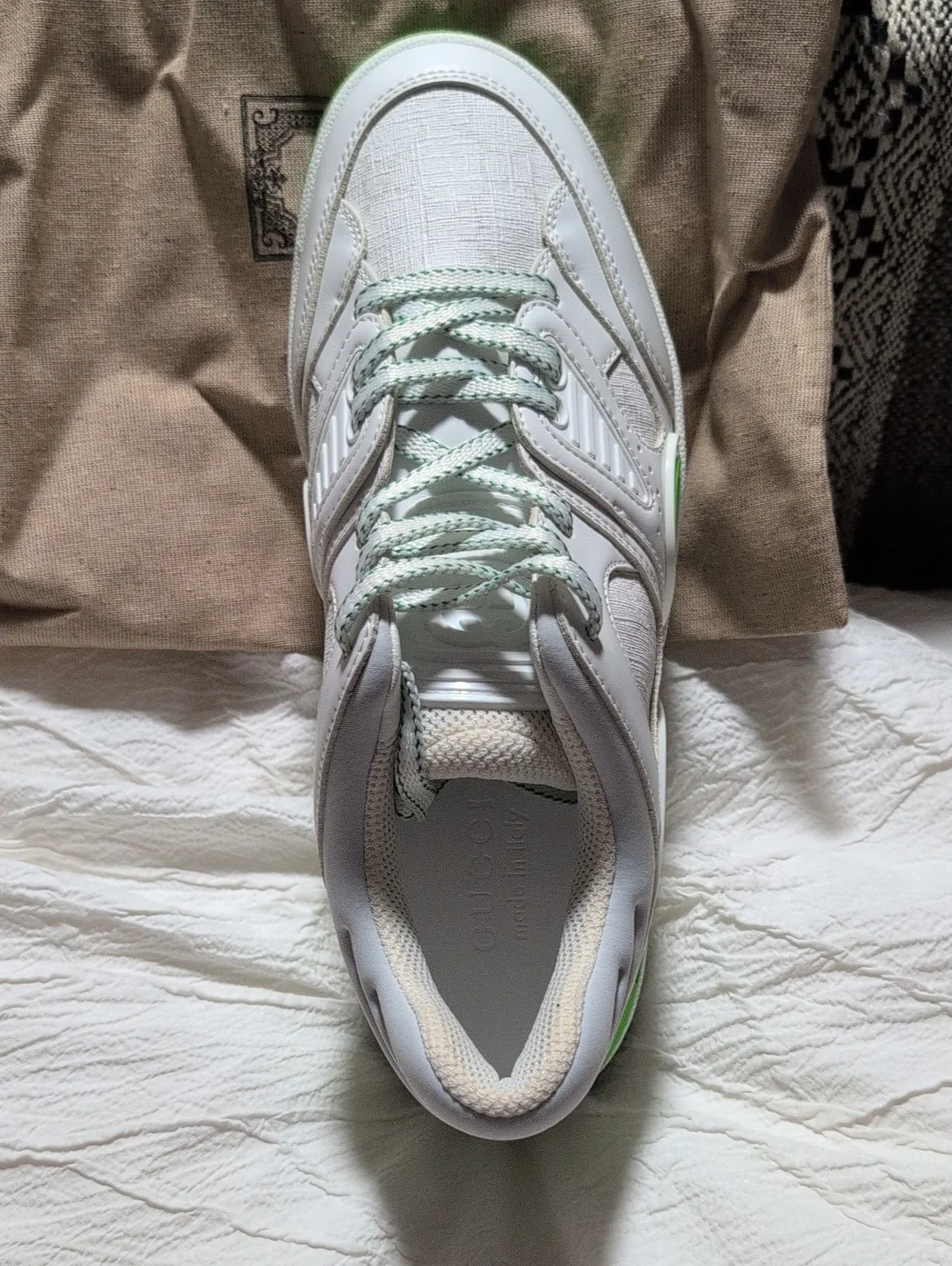 Gucci Basket Low Sneaker RIGHT SHOE ONLY White Green Demetra Men's 7